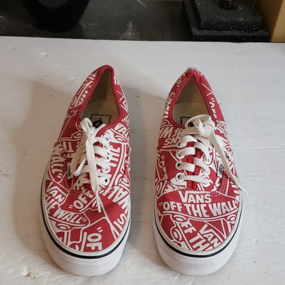Vans Red & White Sneakers Size 8 - Picture 2 of 11